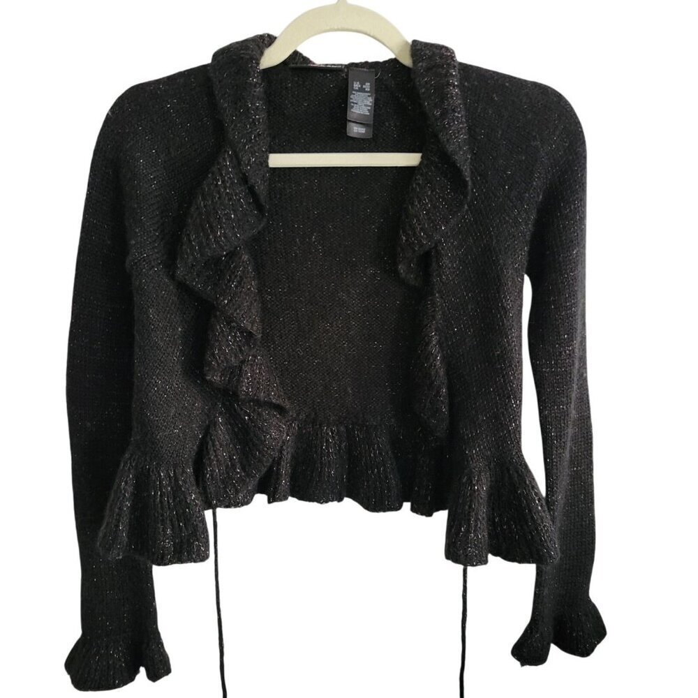 Cute ruffle open black cardigan Size XS